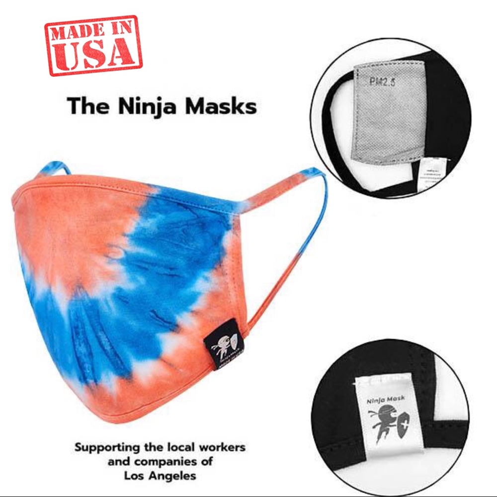 TIE DYE CORAL FACE MASK. WASHABLE with pocket FILT